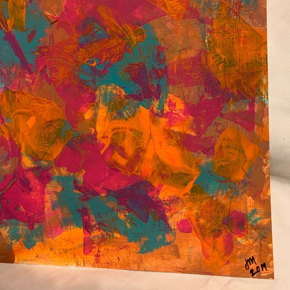 Original art! Magenta, teal, orange and pink 9x12 on Acrylic Paper - Picture 3 of 4